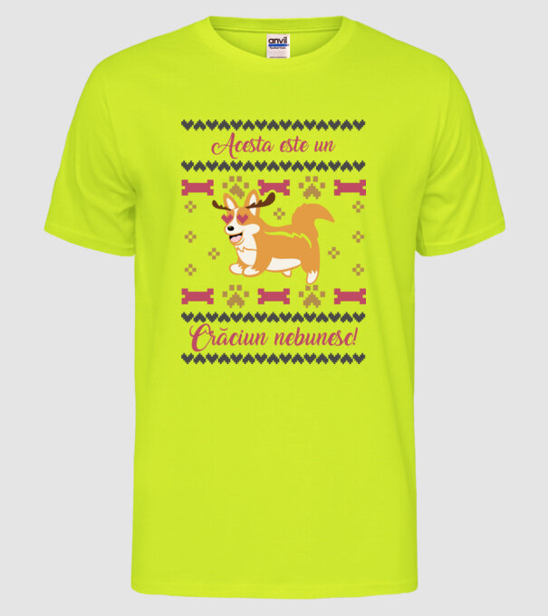 acesta este un Crăciun nebunesc model galben neon pe tricou