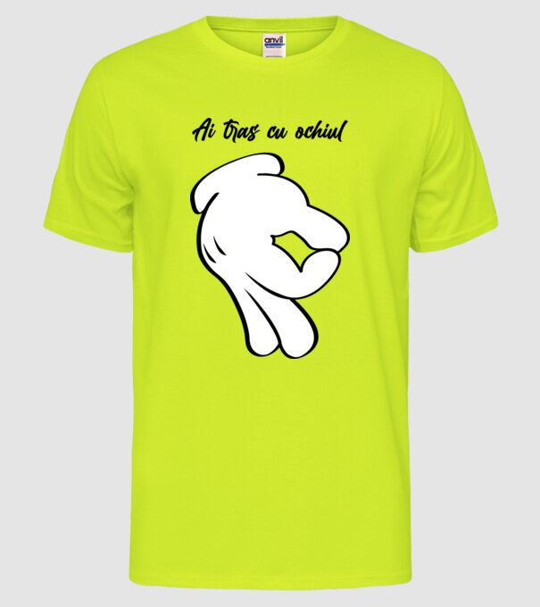 Ai tras cu ochiul model galben neon pe tricou