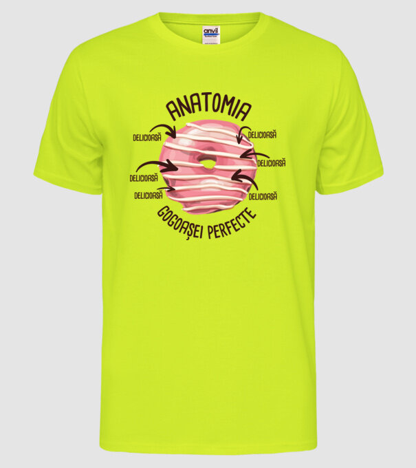 anatomia gogoașei perfecte: delicioasă model galben neon pe tricou