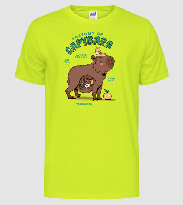 Anatomy of Capybara model galben neon pe tricou