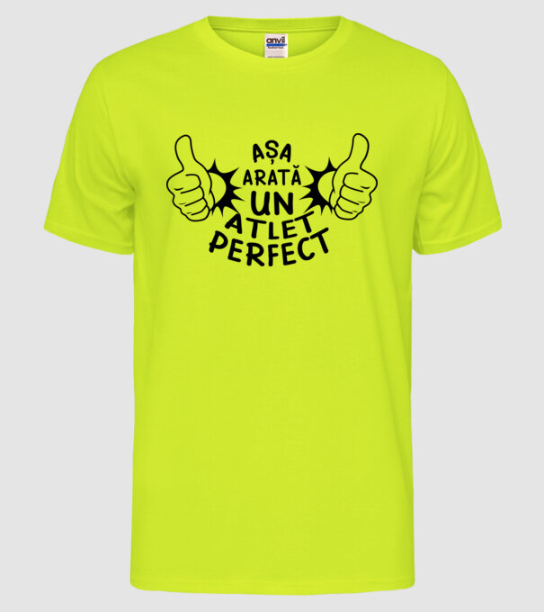 Așa arată un ATLET perfect model galben neon pe tricou