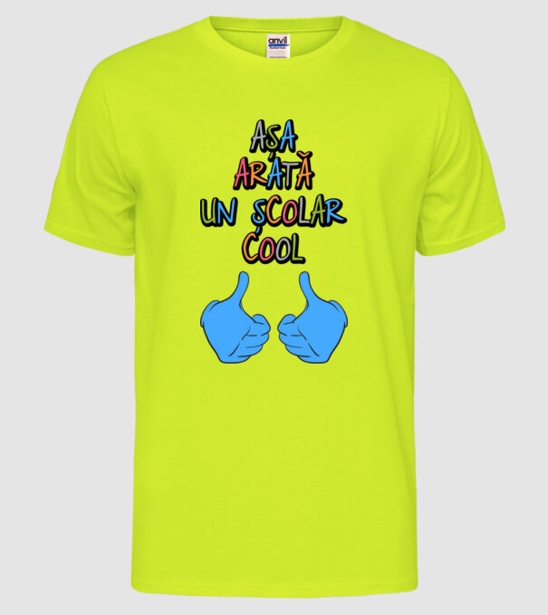 așa arată un școlar cool model galben neon pe tricou