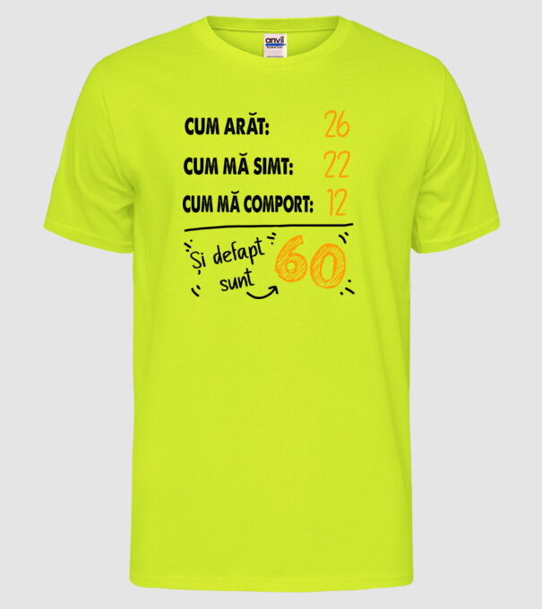 Aspect, senzație, comportament 60 Alb model galben neon pe tricou