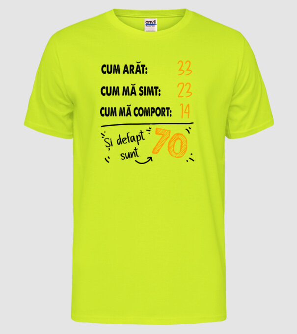 Aspect, senzație, comportament 70 Alb model galben neon pe tricou