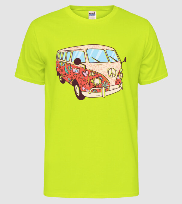 Autobuze model galben neon pe tricou