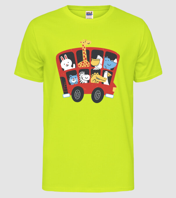 Autobuze model galben neon pe tricou