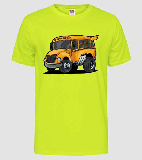 Autobuze model galben neon pe tricou