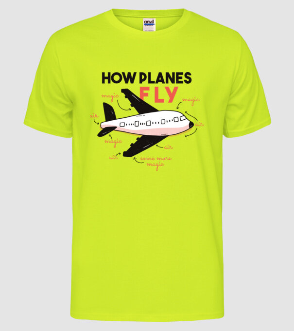 Avioane model galben neon pe tricou
