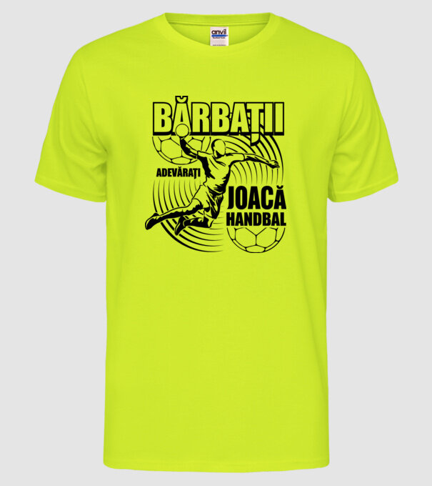 Bărbații adevărați joacă handbal model galben neon pe tricou