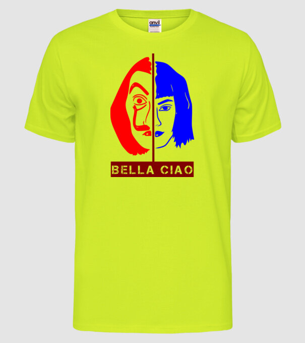 bella ciao tokyo model galben neon pe tricou