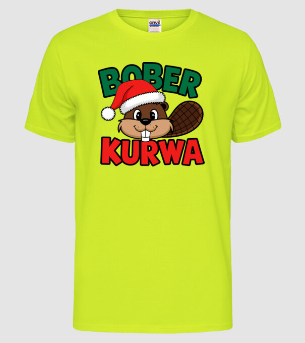 Bober kurwa xmas model galben neon pe tricou