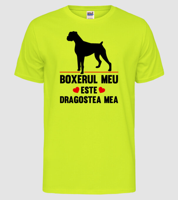 boxerul meu este dragostea mea model galben neon pe tricou