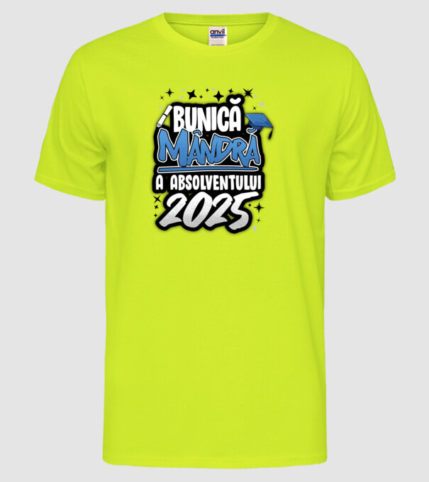 Bunică MÂNDRĂ a absolventului model galben neon pe tricou