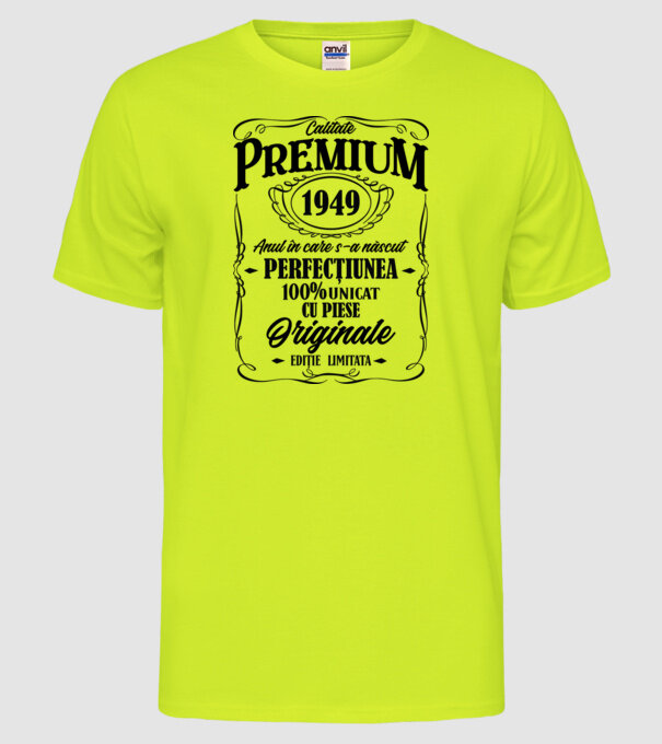 calitate premium -1949 - anul în care s-a născut - perfecțiunea - 100% unicat, cu piese originale, ediție limitată model galben neon pe tricou