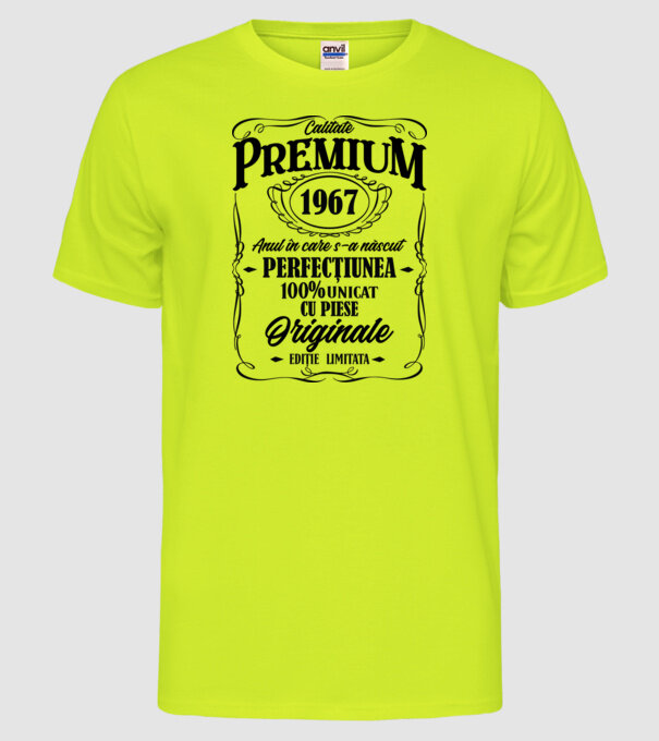 calitate premium -1967 - anul în care s-a născut - perfecțiunea - 100% unicat, cu piese originale, ediție limitată model galben neon pe tricou