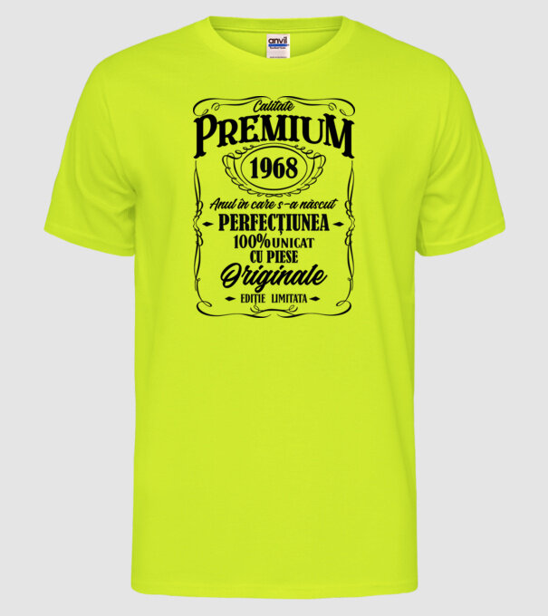 calitate premium -1968 - anul în care s-a născut - perfecțiunea - 100% unicat, cu piese originale, ediție limitată model galben neon pe tricou