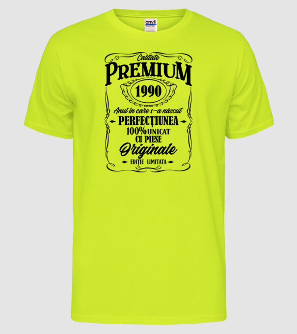 calitate premium -1990 - anul în care s-a născut - perfecțiunea - 100% unicat, cu piese originale, ediție limitată model galben neon pe tricou