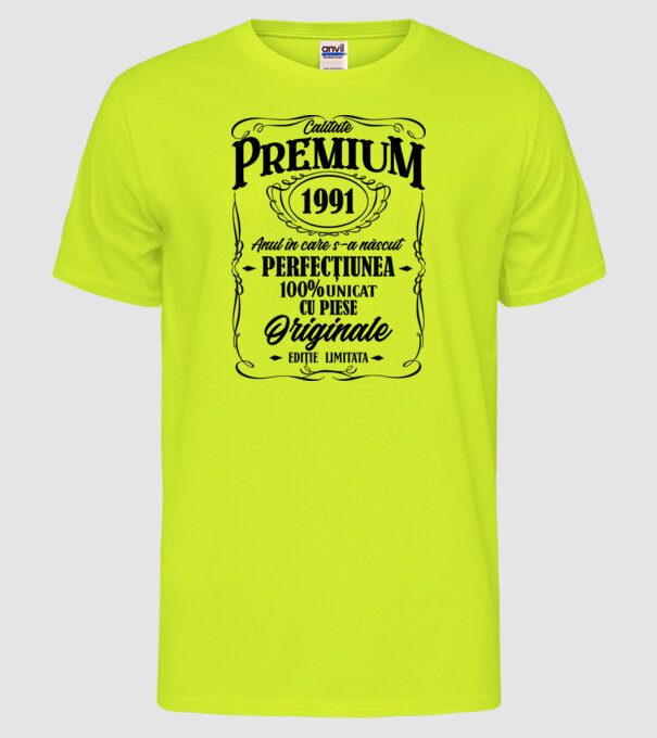 calitate premium -1991 - anul în care s-a născut - perfecțiunea - 100% unicat, cu piese originale, ediție limitată model galben neon pe tricou