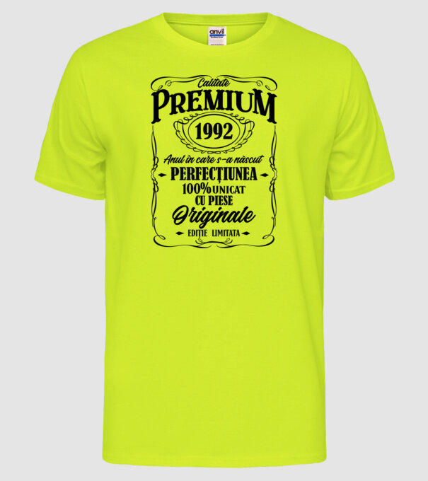 calitate premium -1992 - anul în care s-a născut - perfecțiunea - 100% unicat, cu piese originale, ediție limitată model galben neon pe tricou