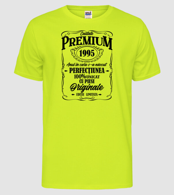 calitate premium -1995 - anul în care s-a născut - perfecțiunea - 100% unicat, cu piese originale, ediție limitată model galben neon pe tricou