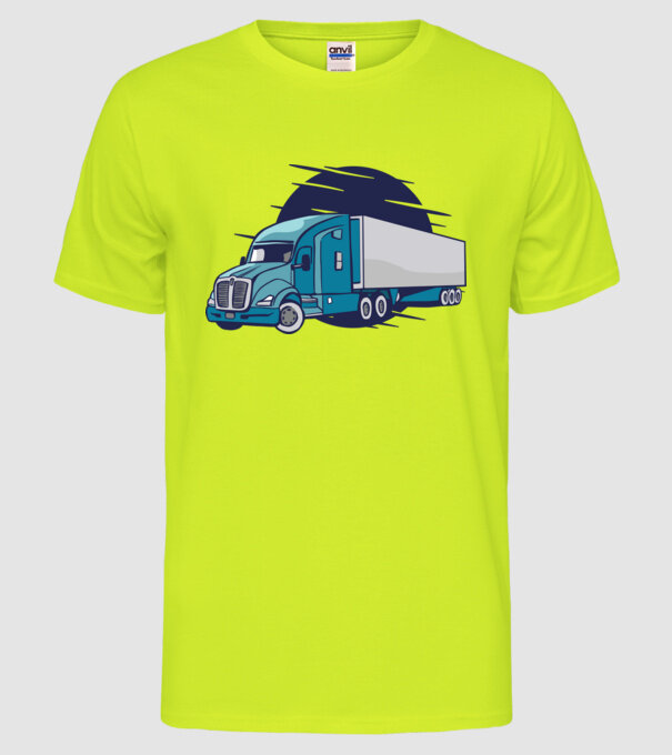 Camioane model galben neon pe tricou