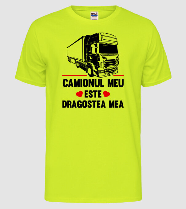 camionul meu este dragostea mea model galben neon pe tricou