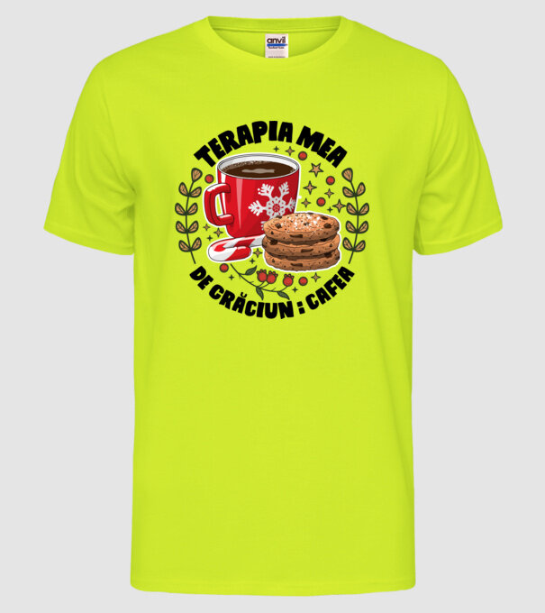 Cană de cafea de Crăciun model galben neon pe tricou