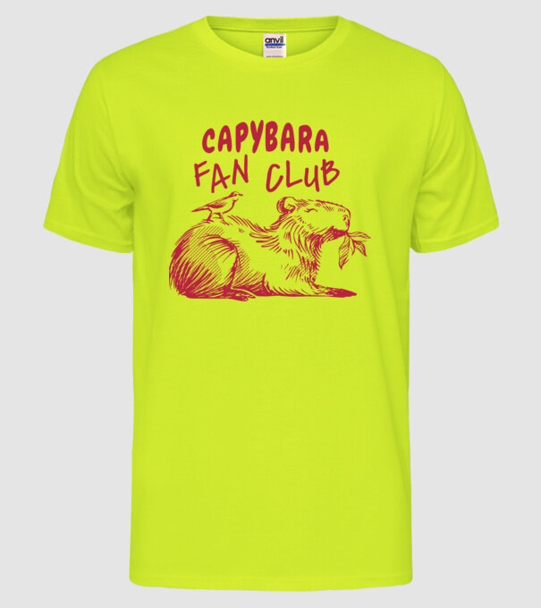 Capybara fan club model galben neon pe tricou