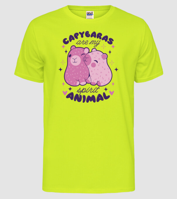 Capybaras are my spirit animal model galben neon pe tricou