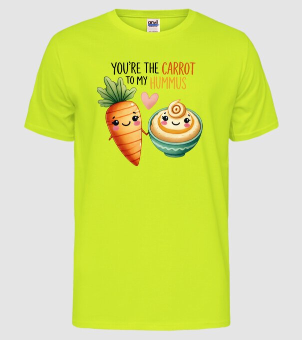 Carrot to my Hummus model galben neon pe tricou