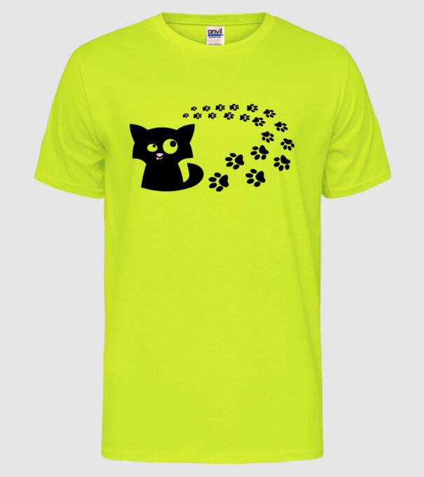 Cat model galben neon pe tricou
