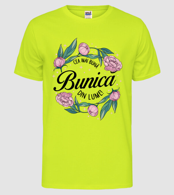 Cea mai bună bunică din lume! model galben neon pe tricou