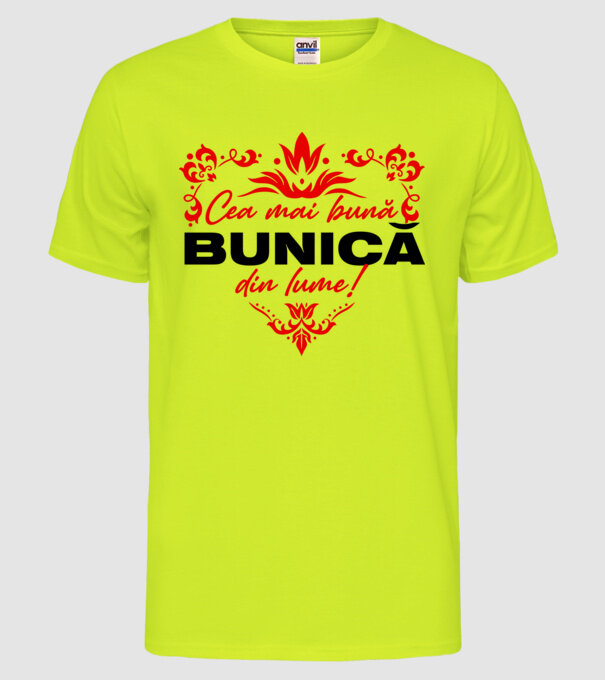 Cea mai bună bunică din lume model galben neon pe tricou
