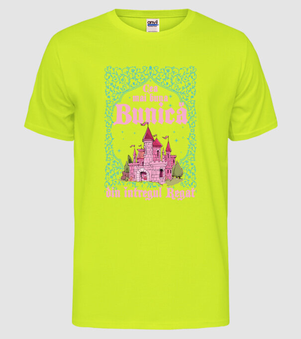 Cea mai bună bunică din întregul regat model galben neon pe tricou
