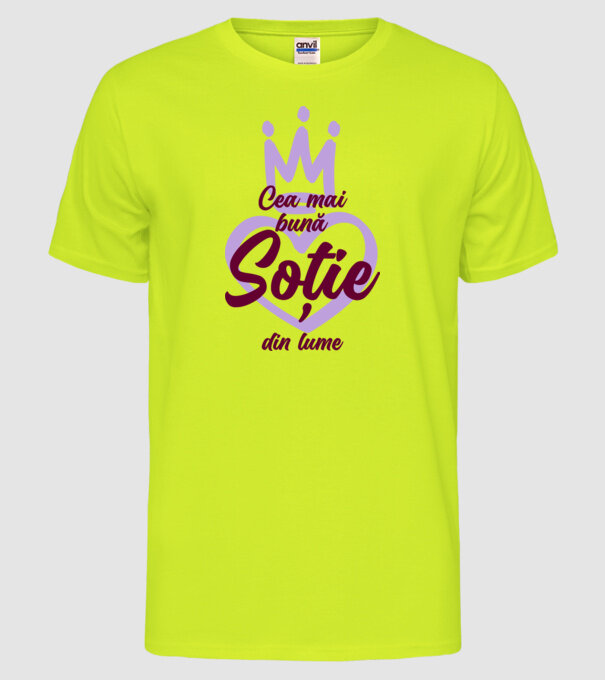 Cea mai bună soție din lume model galben neon pe tricou