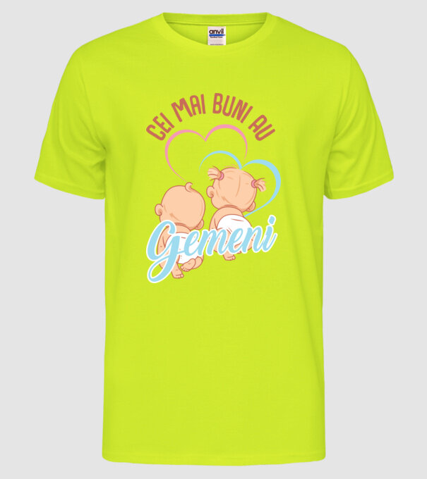 Cei mai buni au gemeni model galben neon pe tricou