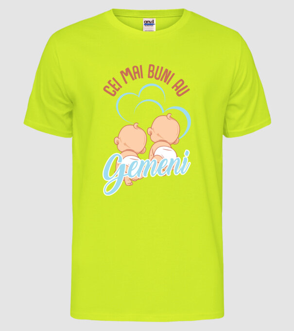 Cei mai buni au gemeni model galben neon pe tricou