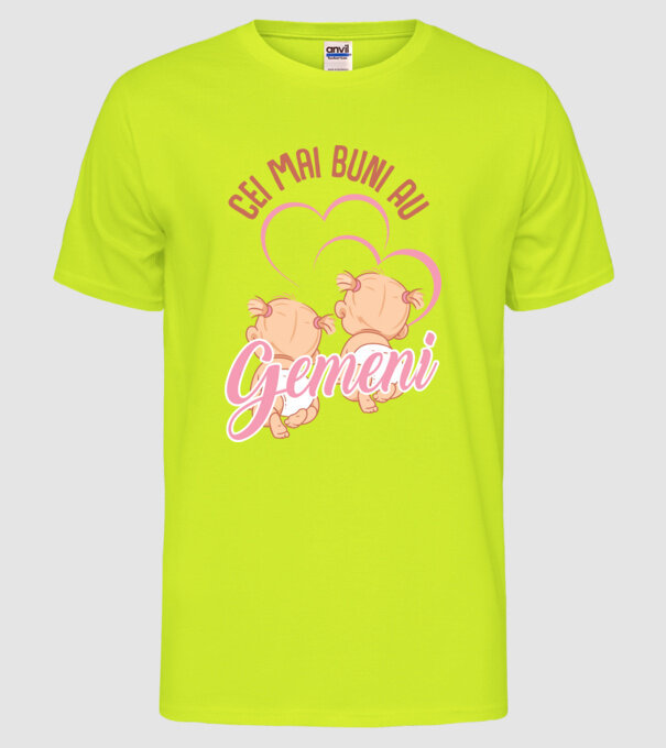 Cei mai buni au gemeni model galben neon pe tricou
