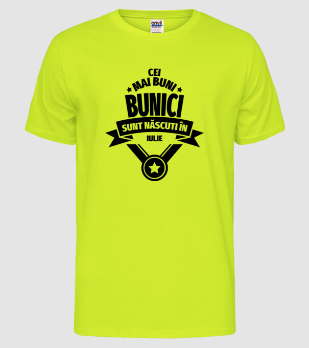 Cei mai buni bunici sunt născuți în iulie. model galben neon pe tricou