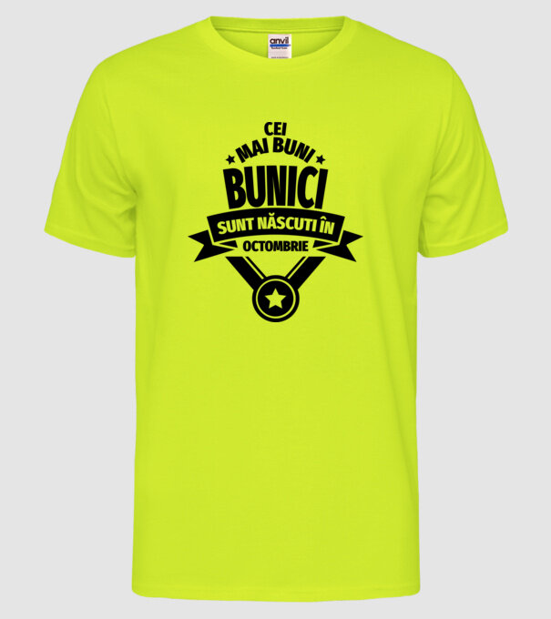 Cei mai buni bunici sunt născuți în octombrie. model galben neon pe tricou
