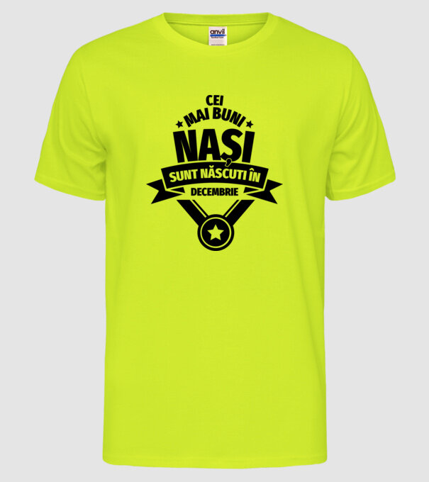 Cei mai buni nași sunt născuți în decembrie. model galben neon pe tricou
