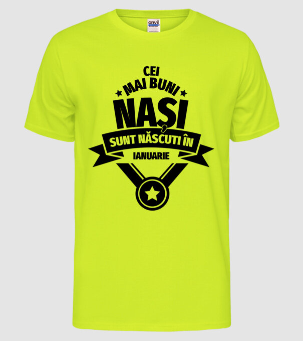 Cei mai buni nași sunt născuți în ianuarie. model galben neon pe tricou