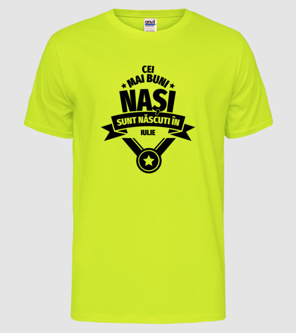 Cei mai buni nași sunt născuți în iulie. model galben neon pe tricou