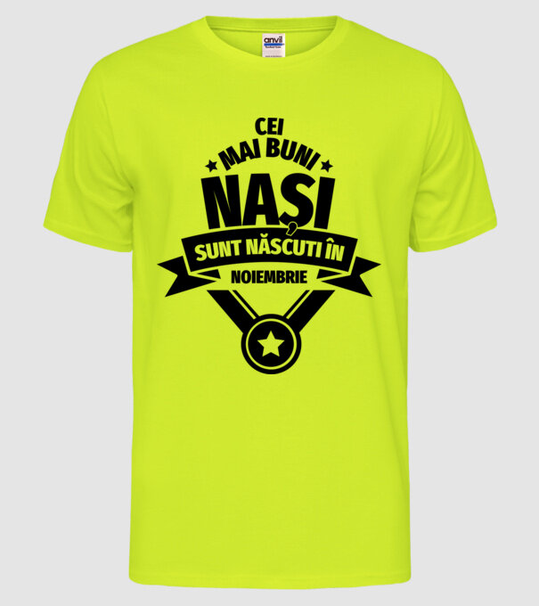 Cei mai buni nași sunt născuți în noiembrie. model galben neon pe tricou