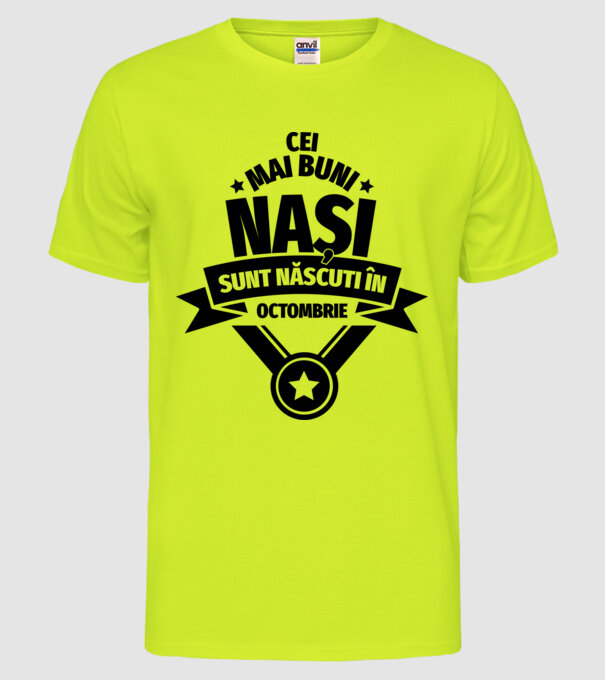 Cei mai buni nași sunt născuți în octombrie. model galben neon pe tricou