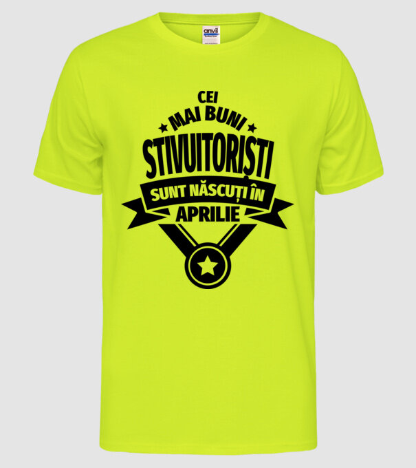 Cei mai buni stivuitoriști sunt născuți în aprilie model galben neon pe tricou