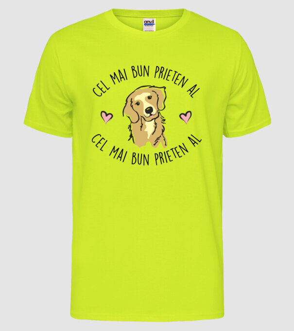 Cel mai bun prieten al meu este un golden retriever model galben neon pe tricou