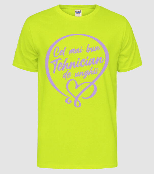 Cel mai bun tehnician de unghii model galben neon pe tricou