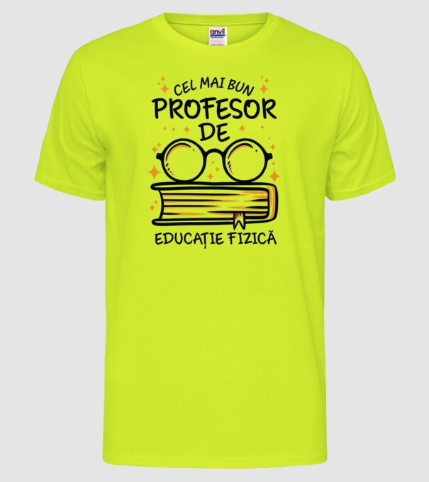 Cel mai profesor educație fizică model galben neon pe tricou