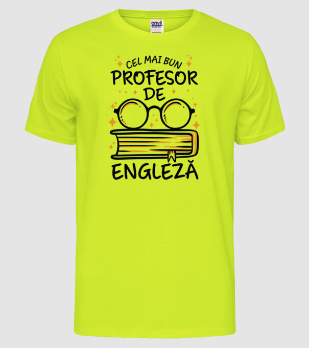 Cel mai profesor engleză model galben neon pe tricou
